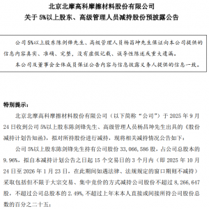 北摩高科：股东陈剑锋、高管杨昌坤拟合计减持不超2.52%股份