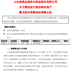 威高血净20日起停牌 筹划什么？拟收购威高普瑞100%股权